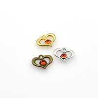 10PCS Heart Charms With Red Diamond-RS985