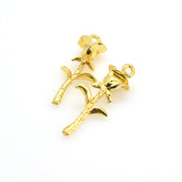 4PCS Gold-plated Rose Flower Charms,Detailed 3D Flower Pendants-RS1140