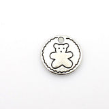 20PCS Round Bear Charms,Antique Silver Tone Double Sided-RS1059