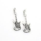 10PCS Guitar Charms,Antique Silver Tone-RS358