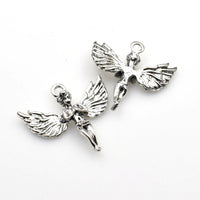 4PCS Big Wing Angel Charms,Antique Silver Tone-RS1130