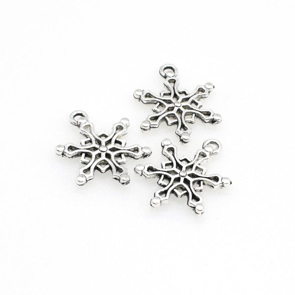 20PCS Snowflake Charms,Antique Silver Tone Double Sided-RS1026