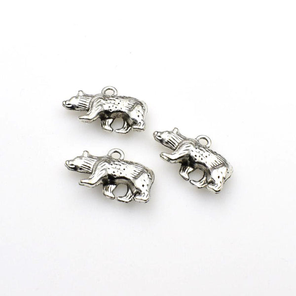 10PCS Polar Bear Charms,Antique Silver Tone 3D-RS369