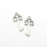 10PCS Heart Key Charms,Antique Silver Tone-RS459