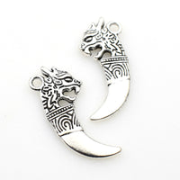 15PCS Wolf Head Dagger Charms,Antique Silver Tone Double Sided-RS908