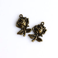 15PCS Detailed Rose Flower Charms,3 Colors Available-RS1217