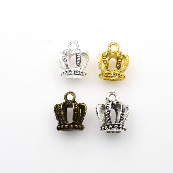 10PCS Crown Charms,4 Colors Available 3D-RS148