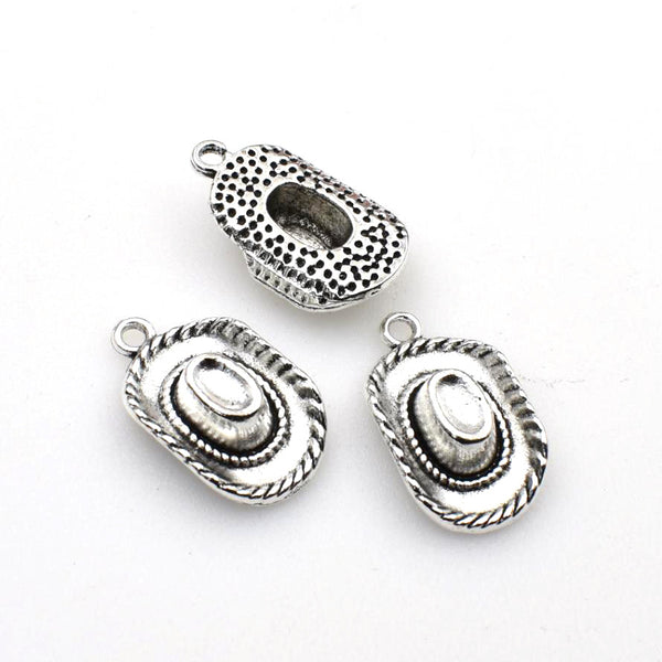 12PCS Cowboy Hat Charms,Antique Silver Tone,3D-RS665N