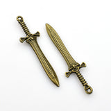 Bulk Sale! 30PCS Knight Sword Charms Antique Bronze Tone-RS915