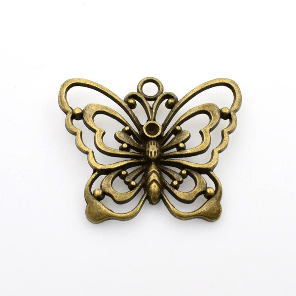 4PCS Big Butterfly Charms,Antique Bronze Tone-RS114