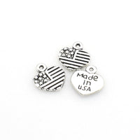 30PCS Little Love Heart Charms,Made IN USA Antique Silver Tone-RS1192