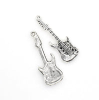 10PCS Guitar Charms,Antique Silver Tone-RS358