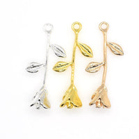 4PCS Detailed Rose Flower Charms,3 Colors Available-RS1189