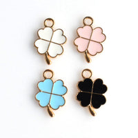 10PCS Enamel Lucky Clover Charms 4 Colors Available-RS1061