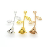 4PCS Detailed Rose Flower Charms,3 Colors Available-RS1189