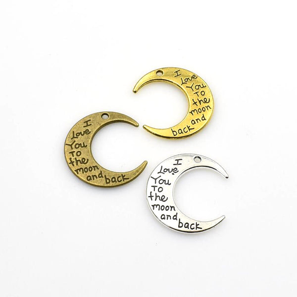 8PCS Moon Charms,3 Colors Available Double Sided-RS164