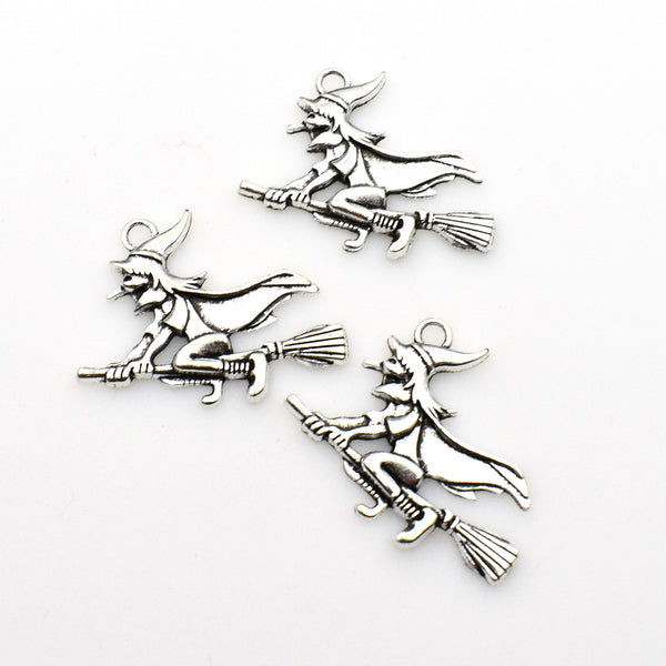 10PCS Witch Charms,Antique Silver Tone-RS519