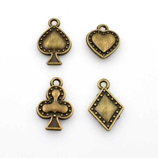 20PCS Poker Charms,Antique Bronze Tone,4 Styles Available-RS161