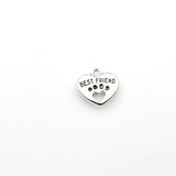 15PCS Heart Bear Foot Charms,Antique Silver Tone Double Sided-RS753