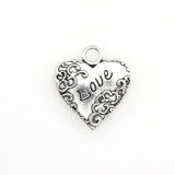 10PCS Love Heart Charms,Love Letter Antique Silver Tone-RS018