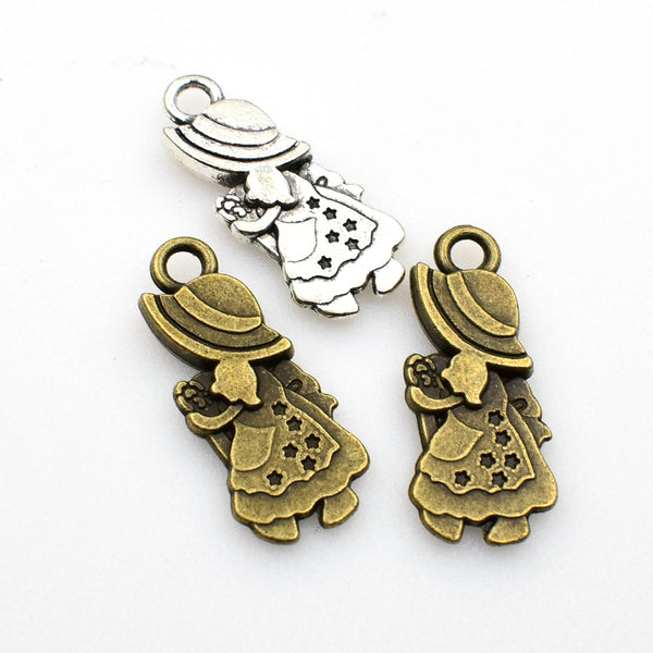 10PCS Girl Charms,Double Sided 2 Colors Available-RS191