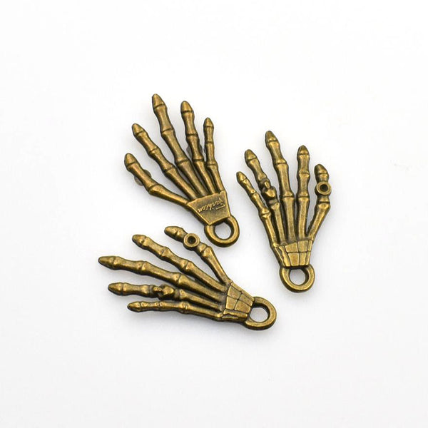 10PCS Skull Claw Charms,Antique Bronze Tone-RS699