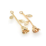 4PCS Detailed Rose Flower Charms,3 Colors Available-RS1189