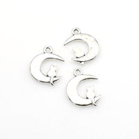 15PCS Moon and Cat Charms,Antique Silver Tone-RS112