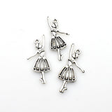 30PCS Dancing Girl Charms,Antique Silver Tone Double Sided-RS313