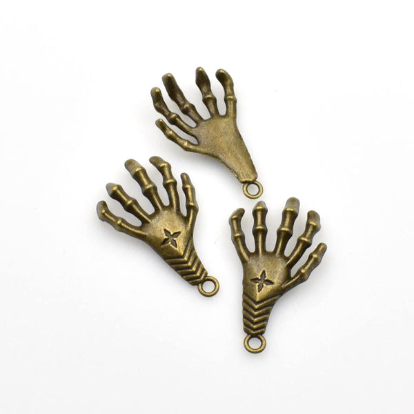 6PCS Skull Hand Charms,Antique Bronze Tone-RS1031