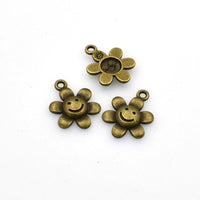 30PCS Smiling Face Sunflower Charms,Antique Bronze Tone-RS1015