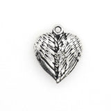 6PCS Heart Wing Charms,Antique Silver Tone 3D Pendants-RS1001