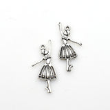 30PCS Dancing Girl Charms,Antique Silver Tone Double Sided-RS313