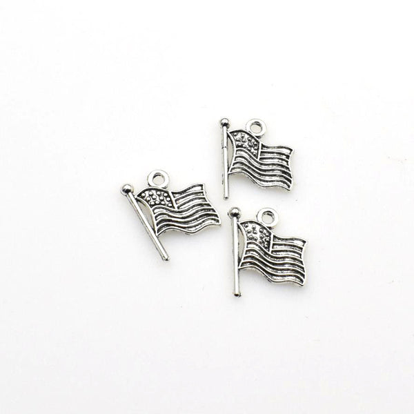 30PCS American Flag Charms,Antique Silver Tone-RS857