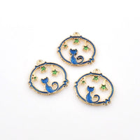 6PCS Enamel Cat and Star Charms-RS1023