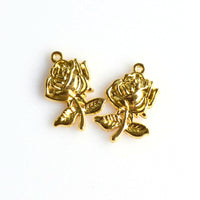 15PCS Detailed Rose Flower Charms,3 Colors Available-RS1217