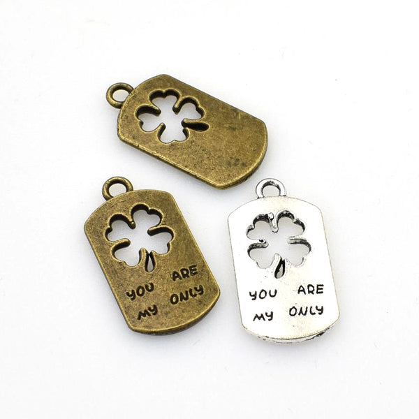 15PCS Clover Tag Charms,2 Colors Available-RS833