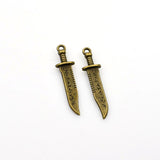 12PCS Sword Charms,Antique Bronze Tone Double Sided-RS917