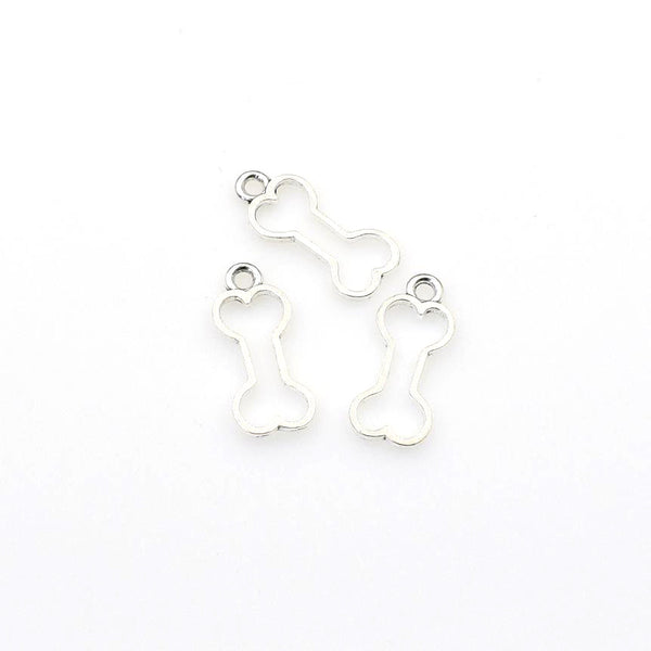 40PCS Dog Bone Charms,Antique Silver Tone-RS870