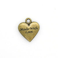 10PCS Love Heart Charms,Made With Love,2 Colors Available-RS013