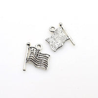 30PCS American Flag Charms,Antique Silver Tone-RS857