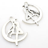 5PCS Moon And Girl Charms,Antique Silver Tone-RS1131