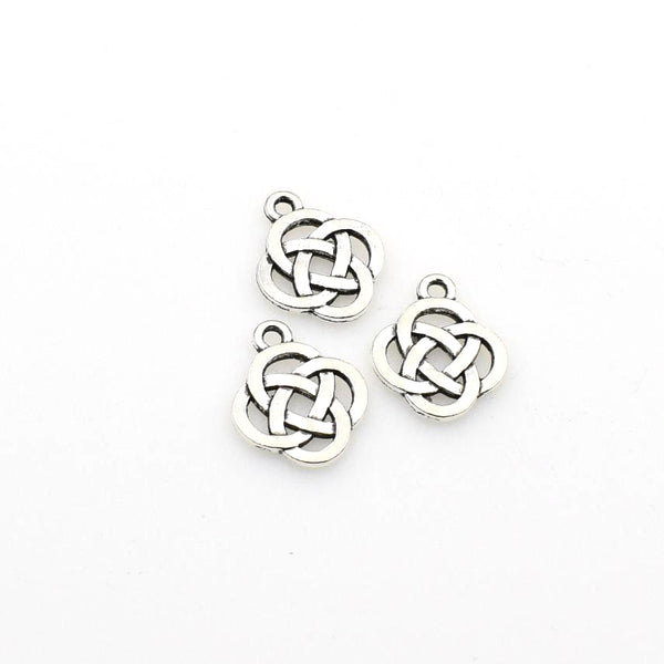 30PCS Chinese Knot Charms,Antique Silver Tone Double Sided-RS763