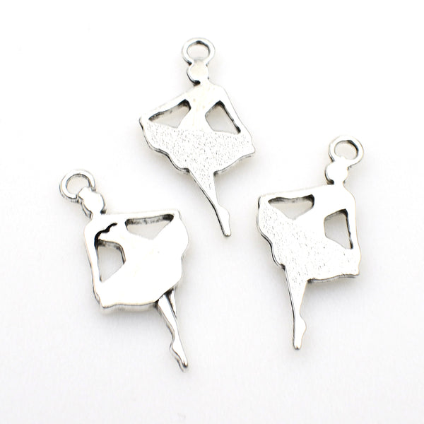 15PCS Ballet Girl Charms,Antique Silver Tone Double Sided-RS836