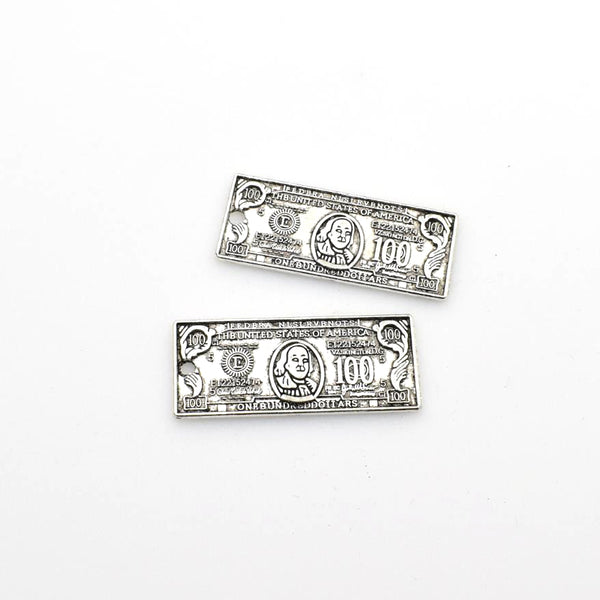 8PCS US Dollar Charms,Antique Silver Tone-RS930