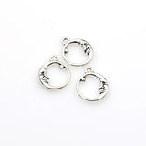 20PCS Round Moon Charms,Antique Silver Tone Double Sided-RS839