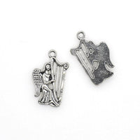 15PCS Angel Charms,Harp Angel Pendants,Antique Silver Tone-RS331