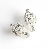 2PCS Drop Cage Pendants,Bright Silver-TS033