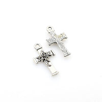 30PCS Rose Cross Charms,Antique Silver Tone-RS658