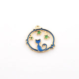 6PCS Enamel Cat and Star Charms-RS1023